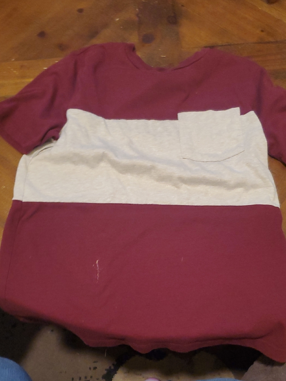 Old Navy Kids Maroon and Cream Block Pocket Tee
